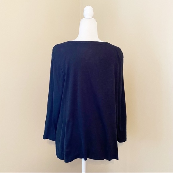 J. Jill Pima Two-Pocket Black Tee Top - L - Picture 3 of 12